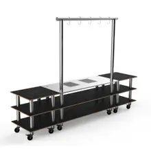 Mogogo - Modular 130" x 29.5" x 95.5" Black Marble / Brushed Stainless Steel Large Arch Induction Station W/ Casters - MGCMLD02MSXW