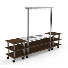 Mogogo - Modular 130" x 29.5" x 95.5" Mango Wood / Brushed Stainless Steel Large Arch Induction Station W/ Casters - MGCMLD02WSXW