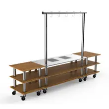 Mogogo - Modular 130" x 29.5" x 95.5" Bamboo / Brushed Stainless Steel Large Arch Induction Station W/ Casters - MGCMLD02BSXW