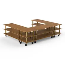 Mogogo - Modular 130" x 100.5" x 35" Bamboo / Brushed Brass Triple Buffet Station W/ Casters - MGCMLA09BBXW