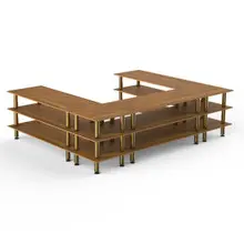 Mogogo - Modular 130" x 100.5" x 35" Bamboo / Brushed Brass Triple Buffet Station - MGCMLA09BBXF