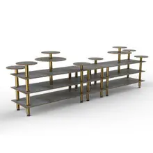 Mogogo - Modular 180.5" x 29.5" x 54" Grey Slate / Brushed Brass Multi Height Display Station - MGCMLB08GBXF