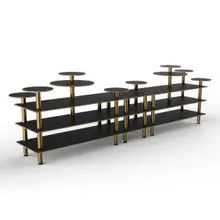 Mogogo - Modular 180.5" x 29.5" x 54" Black Marble / Brushed Brass Multi Height Display Station - MGCMLB08MBXF