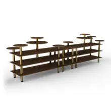 Mogogo - Modular 180.5" x 29.5" x 54" Mango Wood / Brushed Brass Multi Height Display Station - MGCMLB08WBXF