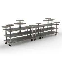 Mogogo - Modular 180.5" x 29.5" x 54" Grey Slate / Brushed Stainless Steel Multi Height Display Station W/ Casters - MGCMLB08GSXW