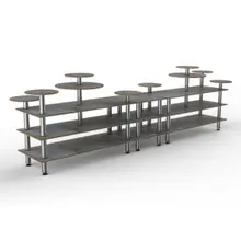 Mogogo - Modular 180.5" x 29.5" x 54" Grey Slate / Brushed Stainless Steel Multi Height Display Station - MGCMLB08GSXF