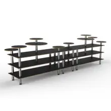 Mogogo - Modular 180.5" x 29.5" x 54" Black Marble / Brushed Stainless Steel Multi Height Display Station - MGCMLB08MSXF