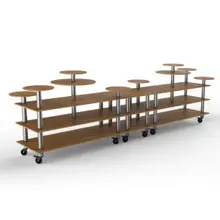 Mogogo - Modular 180.5" x 29.5" x 54" Bamboo / Brushed Stainless Steel Multi Height Display Station W/ Casters - MGCMLB08BSXW