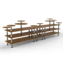 Mogogo - Modular 180.5" x 29.5" x 54" Bamboo / Brushed Stainless Steel Multi Height Display Station - MGCMLB08BSXF
