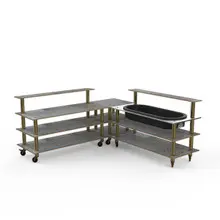 Mogogo - Modular 100.5" x 100.5" x 47.5" Grey Slate / Brushed Brass Cooling Corner Station W/ Casters - MGCMLB01GBXW