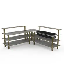Mogogo - Modular 100.5" x 100.5" x 47.5" Grey Slate / Brushed Brass Cooling Corner Station - MGCMLB01GBXF