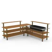 Mogogo - Modular 100.5" x 100.5" x 47.5" Bamboo / Brushed Brass Cooling Corner Station - MGCMLB01BBXF