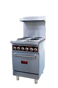 Omcan - 24" Electric Range w/ 4 Burners & Oven 208V/3Ph - 48553