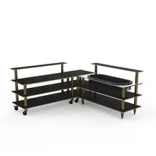 Mogogo - Modular 100.5" x 100.5" x 47.5" Black Marble / Brushed Brass Cooling Corner Station W/ Casters - MGCMLB01MBXW