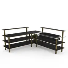 Mogogo - Modular 100.5" x 100.5" x 47.5" Black Marble / Brushed Brass Cooling Corner Station - MGCMLB01MBXF