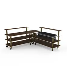 Mogogo - Modular 100.5" x 100.5" x 47.5" Mango Wood / Brushed Brass Cooling Corner Station W/ Casters - MGCMLB01WBXW