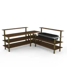 Mogogo - Modular 100.5" x 100.5" x 47.5" Mango Wood / Brushed Brass Cooling Corner Station - MGCMLB01WBXF
