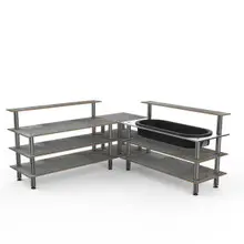 Mogogo - Modular 100.5" x 100.5" x 47.5" Grey Slate / Brushed Stainless Steel Cooling Corner Station - MGCMLB01GSXF