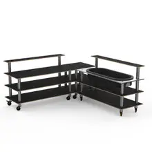 Mogogo - Modular 100.5" x 100.5" x 47.5" Black Marble / Brushed Stainless Steel Cooling Corner Station W/ Casters - MGCMLB01MSXW