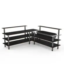 Mogogo - Modular 100.5" x 100.5" x 47.5" Black Marble / Brushed Stainless Steel Cooling Corner Station - MGCMLB01MSXF