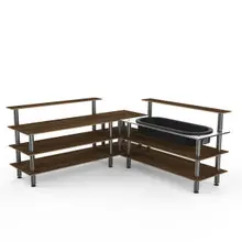 Mogogo - Modular 100.5" x 100.5" x 47.5" Mango Wood / Brushed Stainless Steel Cooling Corner Station - MGCMLB01WSXF