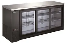 Omcan - 72" Black Back Bar Cooler w/ 3 Sliding Glass Doors - 51062