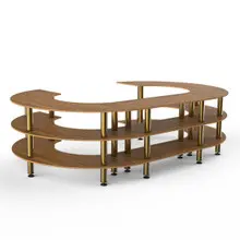 Mogogo - Modular 129" x 81.5" x 35" Bamboo / Brushed Brass Kidney Shape Stadium Station - MGCMSA06BBXF