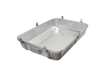 Omcan - 24" x 18" x 4" Heavy-Duty Aluminum Double Roaster Pan w/ Straps, Handles & Lugs - 81207