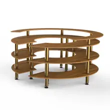 Mogogo - Modular 81.5" x 41" Bamboo / Brushed Brass Round Station W/ Shelves - MGCMSA05BBXF