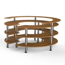 Mogogo - Modular 81.5" x 41" Bamboo / Brushed Stainless Steel Round Station W/ Shelves - MGCMSA05BSXF