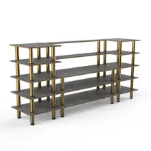 Mogogo - Modular 130" x 29.5" x 60.5" Grey Slate / Brushed Brass Bread & Pastry Station - MGCMLB04GBXF