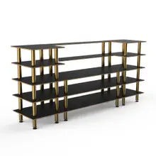 Mogogo - Modular 130" x 29.5" x 60.5" Black Marble / Brushed Brass Bread & Pastry Station - MGCMLB04MBXF