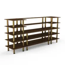 Mogogo - Modular 130" x 29.5" x 60.5" Mango Wood / Brushed Brass Bread & Pastry Station - MGCMLB04WBXF