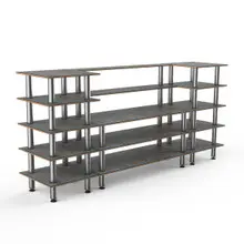 Mogogo - Modular 130" x 29.5" x 60.5" Grey Slate / Brushed Stainless Steel Bread & Pastry Station - MGCMLB04GSXF