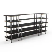 Mogogo - Modular 130" x 29.5" x 60.5" Black Marble / Brushed Stainless Steel Bread & Pastry Station - MGCMLB04MSXF