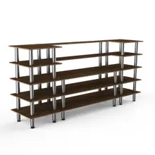 Mogogo - Modular 130" x 29.5" x 60.5" Mango Wood / Brushed Stainless Steel Bread & Pastry Station - MGCMLB04WSXF
