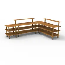 Mogogo - Modular 130" x 100" x 47.5" Bamboo / Brushed Brass Naked Breakfast Corner Station - MGCMLB24BBXF