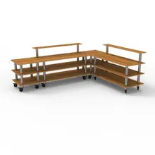Mogogo - Modular 130" x 100" x 47.5" Bamboo / Brushed Stainless Steel Naked Breakfast Corner Station W/ Casters - MGCMLB24BSXW