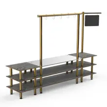 Mogogo - Modular 130" x 29.5" x 96" Grey Slate / Brushed Brass Pro Salsa Bar Station - MGCMLA02GBXF