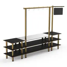 Mogogo - Modular 130" x 29.5" x 96" Black Marble / Brushed Brass Pro Salsa Bar Station - MGCMLA02MBXF