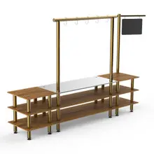 Mogogo - Modular 130" x 29.5" x 96" Bamboo / Brushed Brass Pro Salsa Bar Station - MGCMLA02BBXF