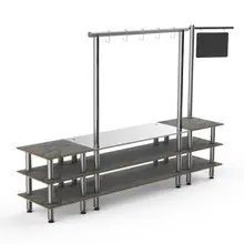 Mogogo - Modular 130" x 29.5" x 96" Grey Slate / Brushed Stainless Steel Pro Salsa Bar Station - MGCMLA02GSXF