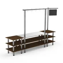 Mogogo - Modular 130" x 29.5" x 96" Mango Wood / Brushed Stainless Steel Pro Salsa Bar Station - MGCMLA02WSXF
