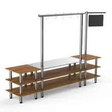 Mogogo - Modular 130" x 29.5" x 96" Bamboo / Brushed Stainless Steel Pro Salsa Bar Station - MGCMLA02BSXF