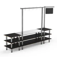Mogogo - Modular 130" x 29.5" x 96" Black Marble / Brushed Stainless Steel Pro Salsa Bar Station - MGCMLA02MSXF