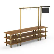 Mogogo - Modular 130" x 29.5" x 96" Bamboo / Brushed Brass Salsa Bar Station - MGCMLA07BBXF