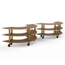 Mogogo - Modular 163" x 41" x 35" Bamboo / Brushed Brass W Station W/ Casters - MGCMSA04BBXW