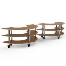 Mogogo - Modular 163" x 41" x 35" Bamboo / Brushed Stainless Steel W Station W/ Casters - MGCMSA04BSXW