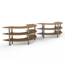 Mogogo - Modular 163" x 41" x 35" Bamboo / Brushed Stainless Steel W Station - MGCMSA04BSXF