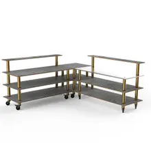 Mogogo - Modular 100.5" x 100.5" x 48" Grey Slate / Brushed Brass Pro Corner Station W/ Casters - MGCMLB05GBXW